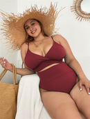 Women's Sexy Plus Size Solid Color Bikini Set