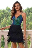 Spaghetti Strap Fringe Trim Dress