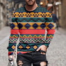 Men's Personality Rhombus Symbol Printing Long Sleeve