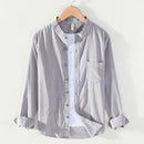 Mens Corduroy Long Sleeve Stand Collar Shirt