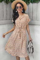 Ditsy Floral Tie-Waist Half Button Dress
