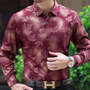 Maple Leaf Print Casual Slim Long Sleeve Shirt