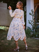 Floral V-Neck Ruffled Dress