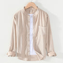 Mens Corduroy Long Sleeve Stand Collar Shirt