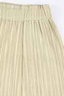 Accordion Pleated Notched Neck Top and Cropped Wide Leg Pants Set