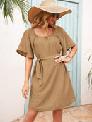Butterfly Sleeve Belted Dress