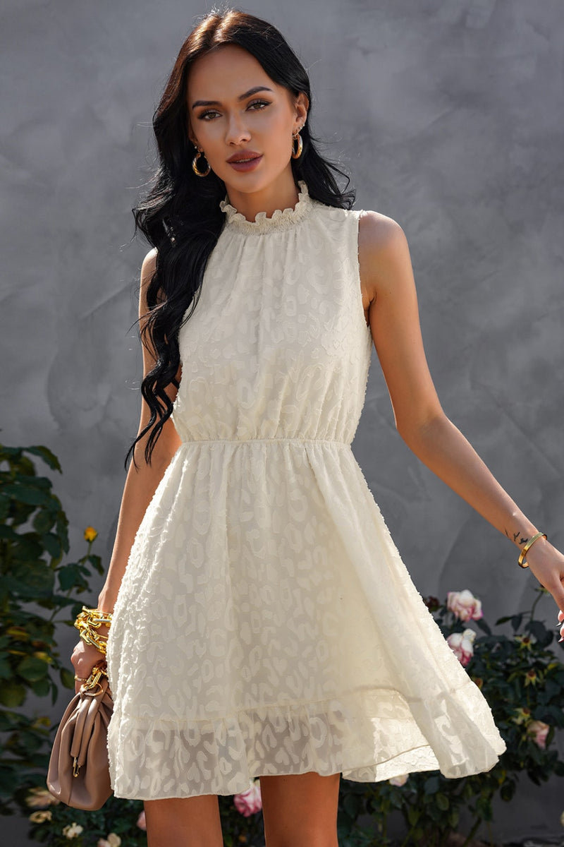 Sleeveless Ruffle Hem Mini Lace Dress