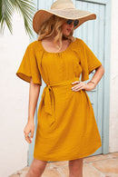 Butterfly Sleeve Belted Dress