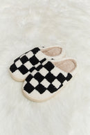 Melody Checkered Print Plush Slide Slippers