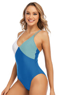Color Block Double Strap One-Piece Swimsuit
