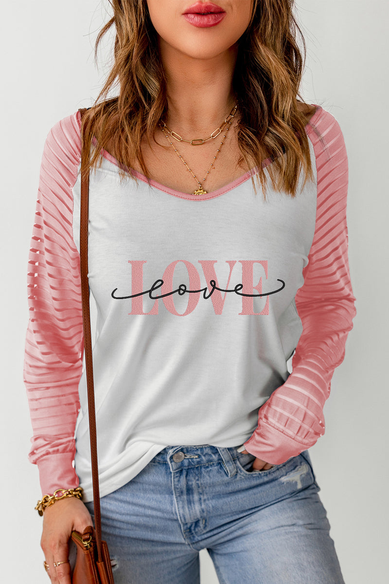 LOVE Graphic Raglan Sleeve V-Neck Tee