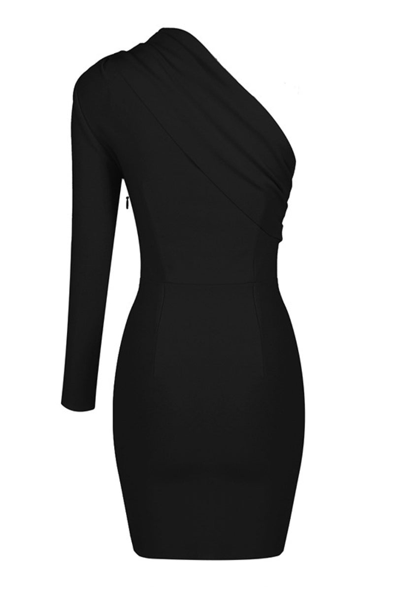 Asymmetrical Neck One-Shoulder Bodycon Dress Asymmetrical Neck One-Shoulder Bodycon Dress