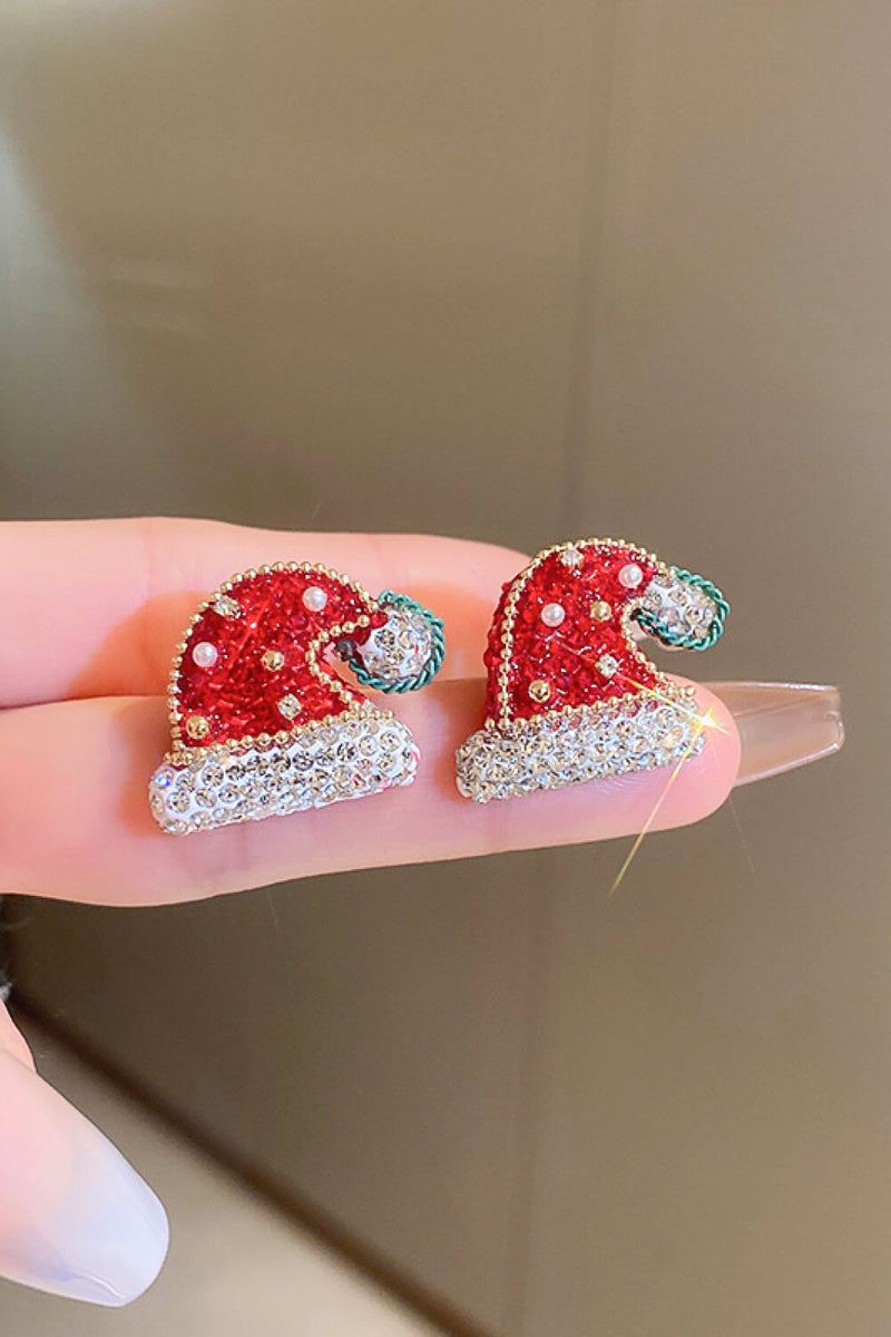 Rhinestone Christmas Hat Earrings