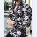 Spring And Autumn Men's Casual Long-sleeved Floral Shirt