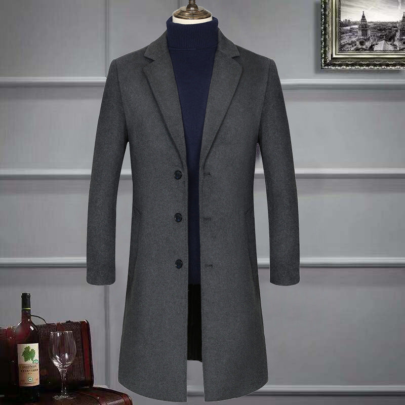 Slim suit collar woolen coat