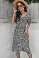 Ditsy Floral Button Down Midi Dress with Pockets