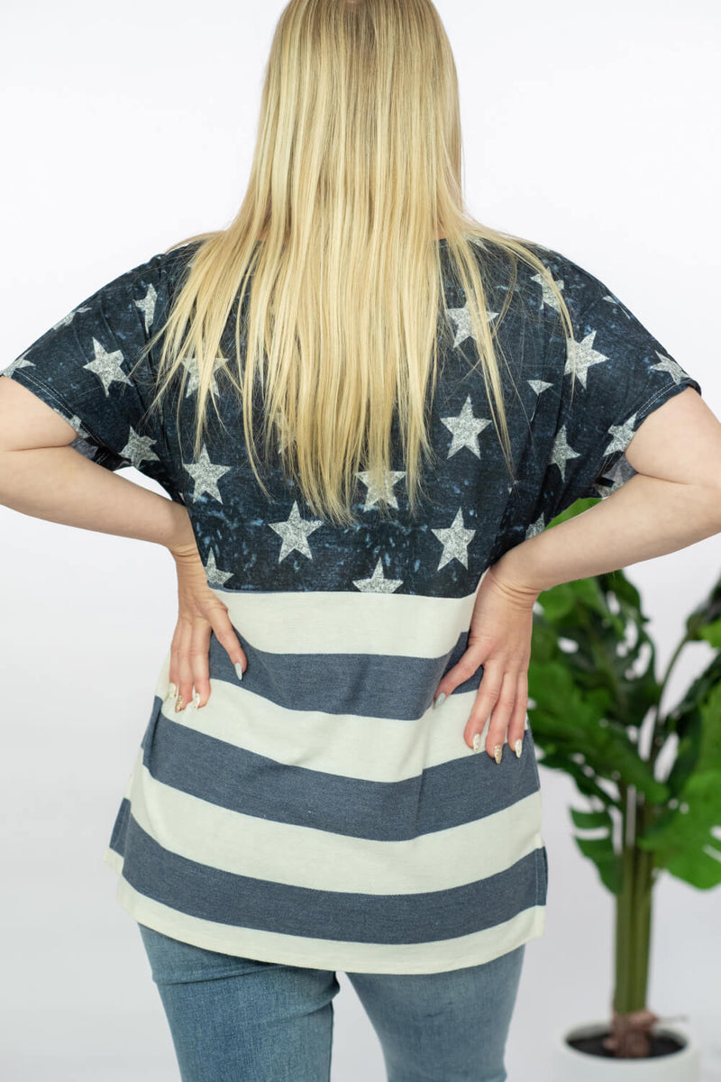 BiBi Home of the Brave Flag Print Tee