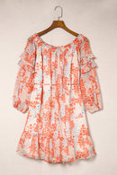 Floral Off-Shoulder Tie Waist Ruffle Hem Dress