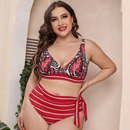 Large Size Women's Sexy Print Split Swimwear