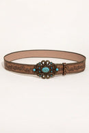 Leaf Pattern PU Leather Belt