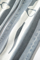 Halloween Skeleton Print Wide Leg Jeans