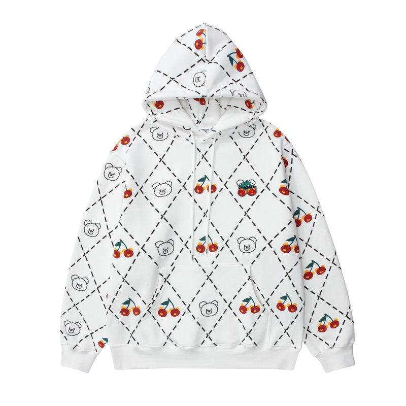 Japanese Full Print Cherry Hooded Sweater For Men And Women