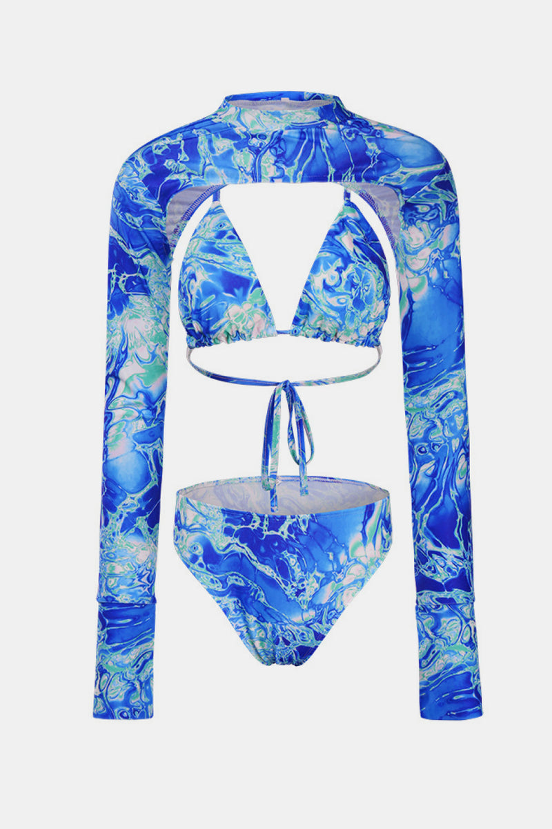 Printed Three-Piece Swimsuit with Bolero