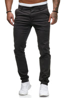 Men's solid color straight casual slim trousers