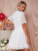 Spliced Lace V-Neck Zip-Back Dress