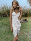 Ruched Tulip Hem Spaghetti Strap Dress