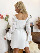 Smocked Waist Square Neck Mini Dress