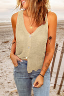 Beige Scalloped Hem Crop Sweater Tank