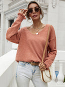 Frilled Sleeves V-Neck Sweater