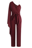 Tie-Waist Split Sleeve Surplice Jumpsuit