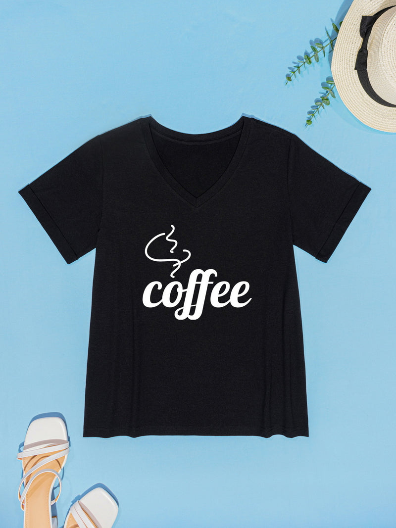 COFFEE V-Neck Short Sleeve T-Shirt