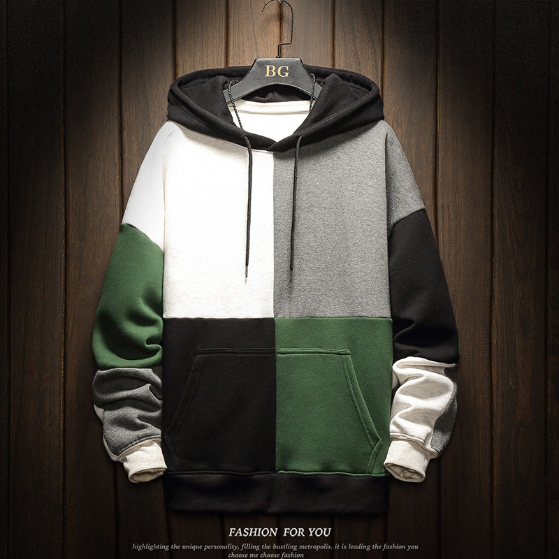 Fleece men's color block hoodie