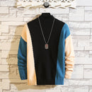 New Men's Semi Turtleneck Pullover With Contrast Stitching Sweater