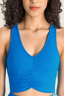 Gathered Detail Halter Neck Sports Bra