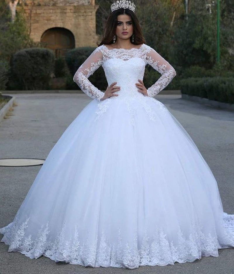 2020 Cross-border Source White Vintage Lace Applique Wedding Dress