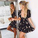Women Mini Boho Floral Dress
