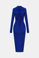 Zip Up Cutout Drawstring Detail Dress