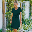 Tie Waist Curved Hem Dress