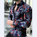 Spring And Autumn Men's Casual Long-sleeved Floral Shirt