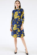 Floral Pleated Side Slit Shirt Dress (Belt Not Included)