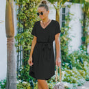 Tie Waist Curved Hem Dress