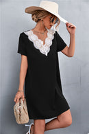 Two-Tone Lace Trim Spliced Dress