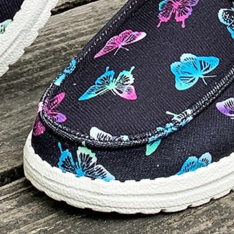 Printed Round Toe Flat Sneakers