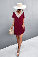 Two-Tone Lace Trim Spliced Dress