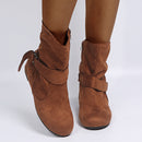 Side Zipper Suede Boots