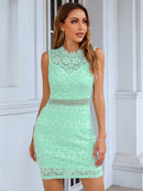 Floral Lace Sleeveless Mini Dress